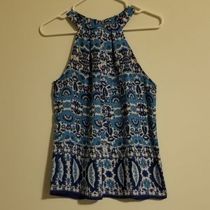 Blue & cream colored design dressy tank